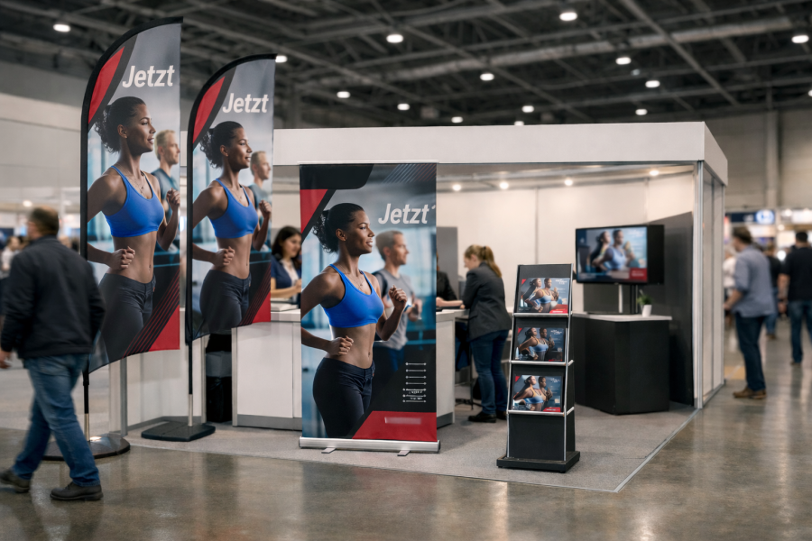 Messestand gestalten: Beachflags, Roll-Ups und Displays richtig einsetzen